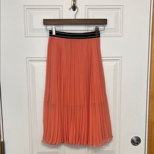 Topshop Coral A-Line Pleated Skirt
